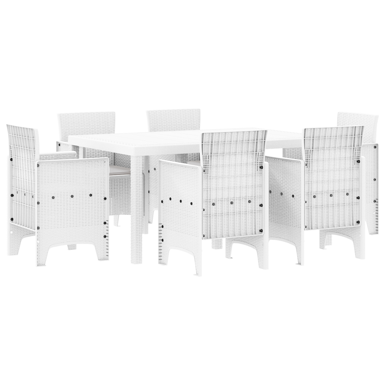 Conjunto 7 Conjunto De Jantar Para Jardim Vidaxl Branco Polipropileno (150 X 100 X 73 Cm)