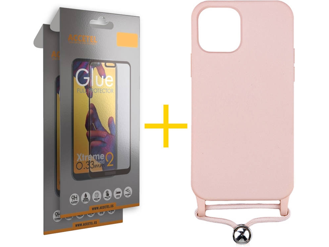 Kit Capa + Película 2 X Vidro Full iPhone 11 Skyhe Gel Rope Rosa