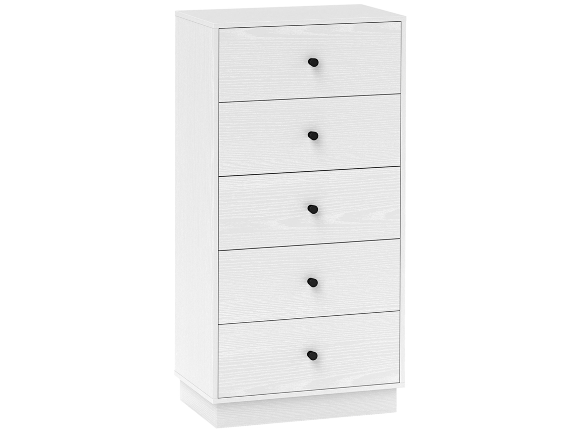 Cómoda Com 5 Gaveta Melamina De Madeira Cor Branco 47x29x95 Cm Homcom
