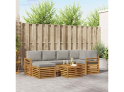 Vidaxl Conjunto De Sofás Para Exterior 7 Unid. Cinza Natural E Claro