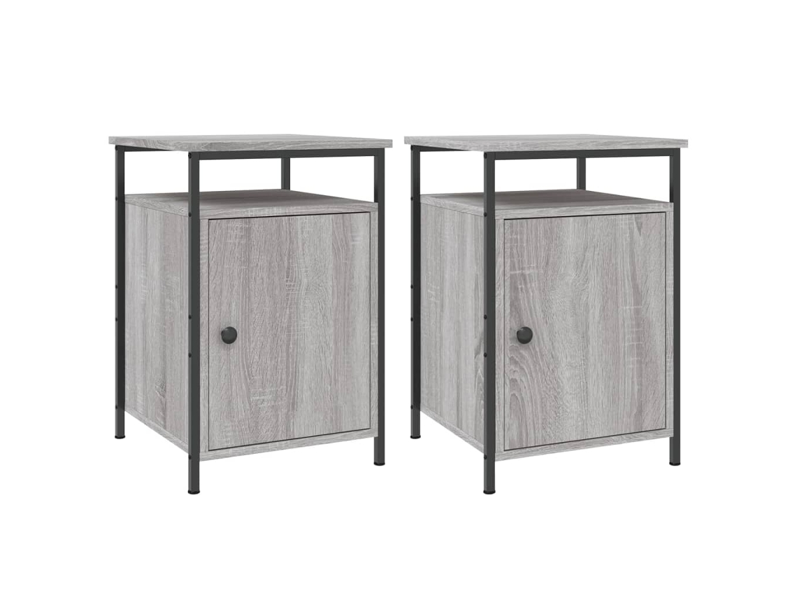 Bedside Cabinet, Bedside Cabinets Vidaxl Cinzeto Madeira Processada (n/a)