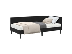 SYFAX™ Estrutura de Cama de Canto com Colchão 2 Pcs Preto Veludo