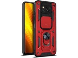 Capa Nfc Anel para Xiaomi Poco X3 Nfc HONGWE. Anti-Choque Magnética Vermelho