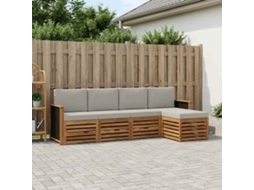 Vidaxl Conjunto De Sofás Para Exterior 5 Pcs Natural E Cinzento-claro