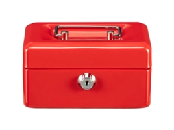 Cofre com Fechadura, Compartimento para Chave e Moedas, Pequeno, em Chapa Metálica, Modelo 5015, Vermelho BRILVIBERA