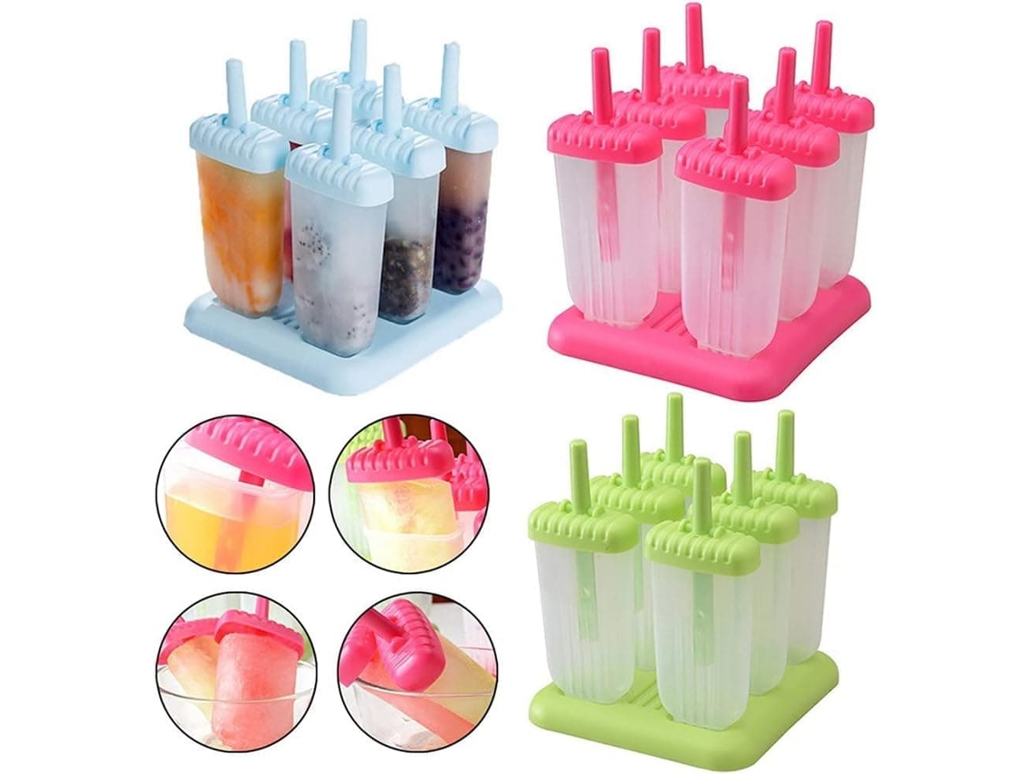 Conjunto De 6 Formas De Sorvete Azuis, Formas De Silicone Quadradas Para Sorvete, Reutilizáveis, Para Uso Doméstico, Verde, 1 Conjunto