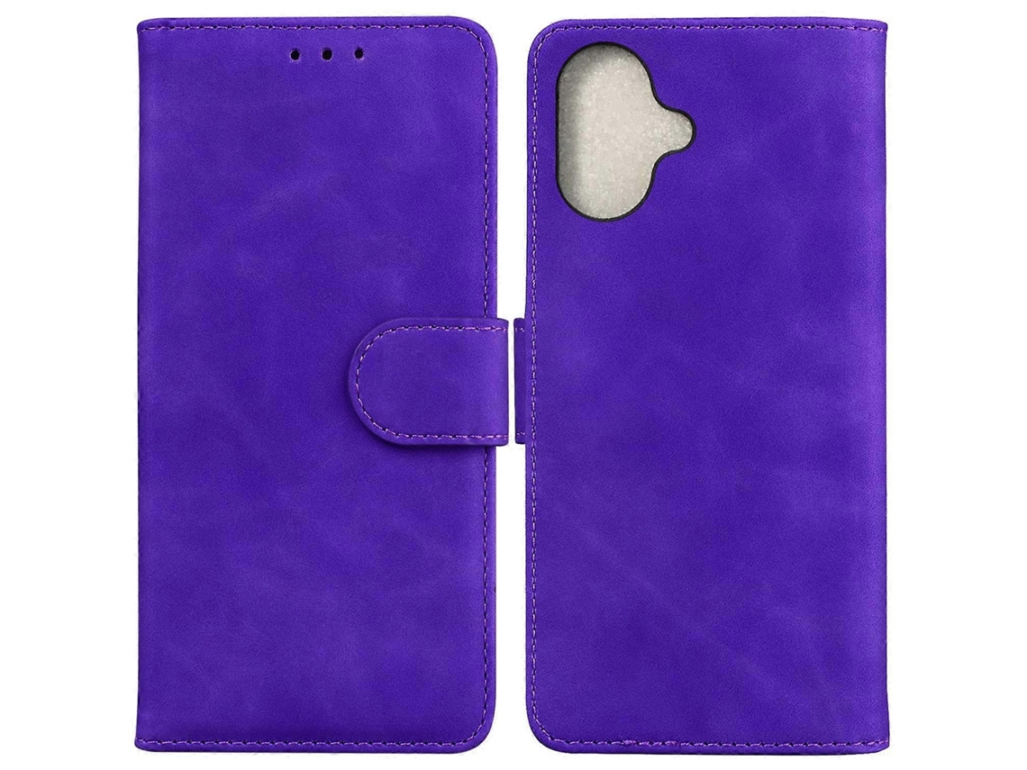Capa De Couro Sintético Com Suporte Para Iphone 16, Cor Sólida