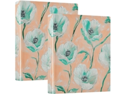 Pasta Verde Floral, 1 2-polegadas, Três Argolas Com Capa De Bolso, Pacote Com 1 2-unidades, Pasta Estética, 200-folhas