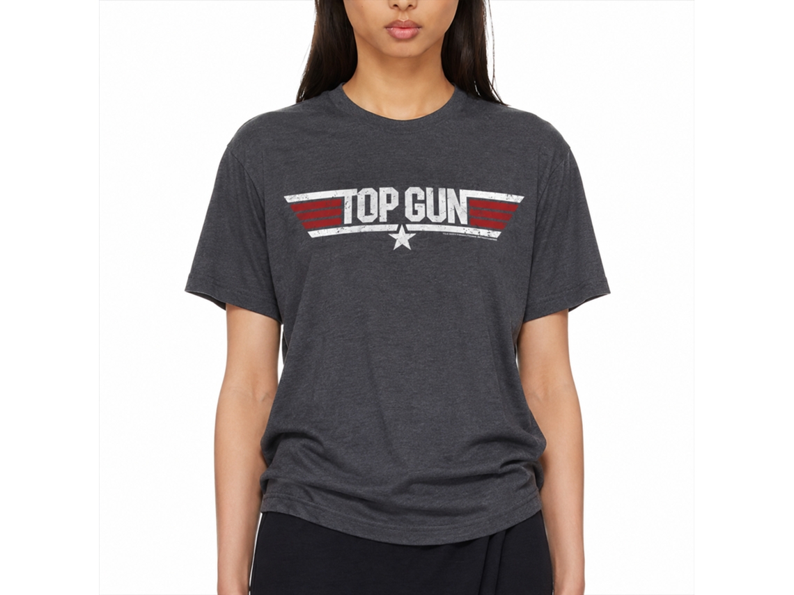Rockinstone Top Gun Movie Logo Heather Navy Adult T-shirt Size:l