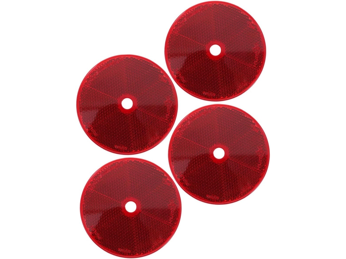Refletores Redondos De Plástico Vermelho Hemoton Para Montagem, Pacote Com 4 Unidades, Duráveis, Com Furo Central
