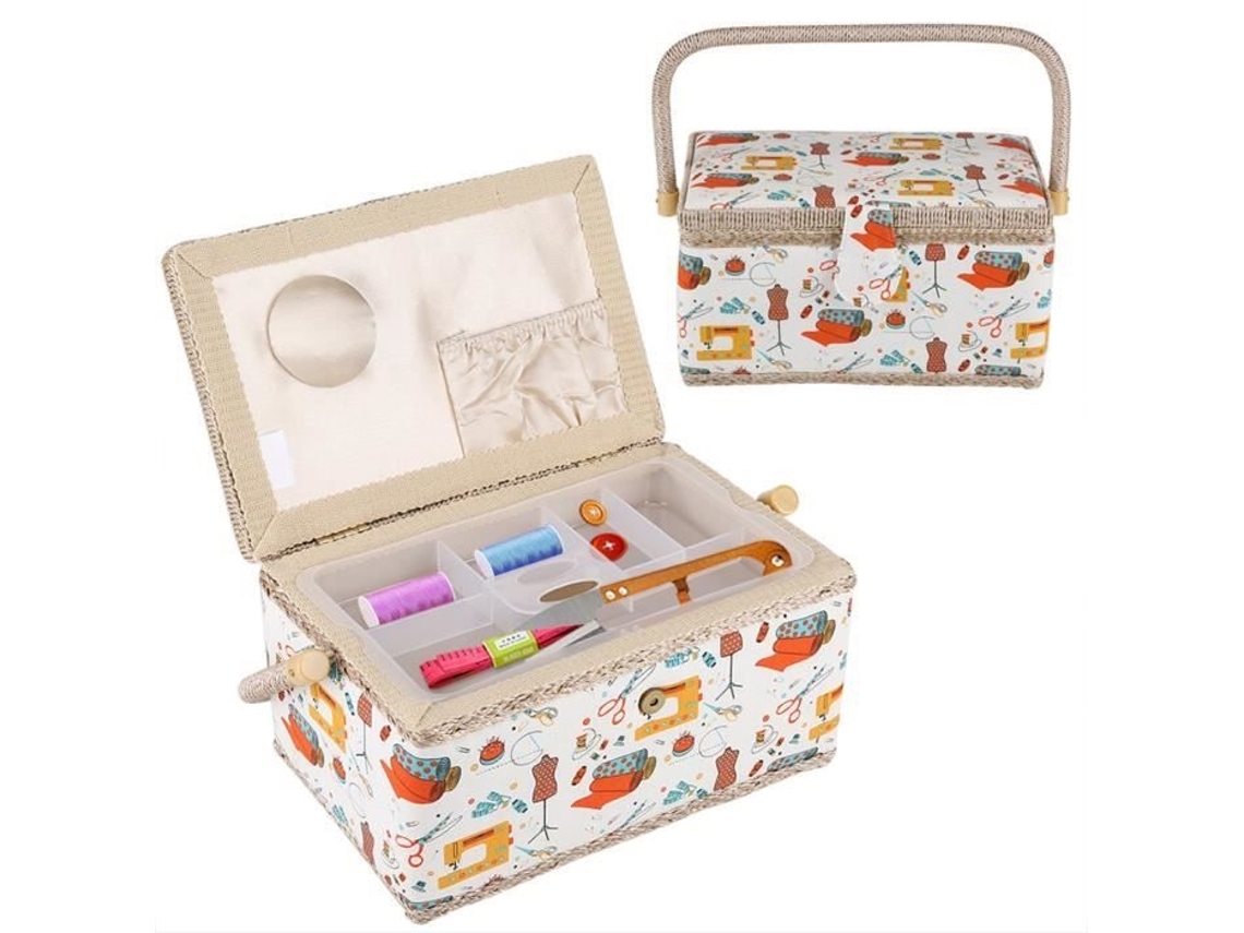 Caixa Organizadora Para Costura, Cesto Charmoso Guardar Ferramentas De 27,8 X 18 14,5 Cm Dba Aquaforge