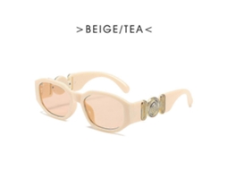 Óculos de Sol Retangulares Pequenos, Masculinos e Femininos, Quadrados, para Viagem, Vintage, Retrô, UV400, Lunette Soleil Femme, Óculos de Sol, Bege,