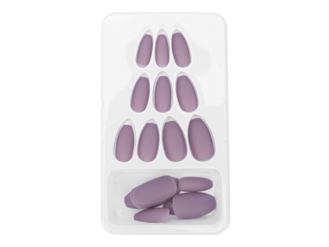 24pçs Conjunto De Dicas De Unhas Artificiais De Cor Pura Mate Capa Completa Para Unhas Falsas F125