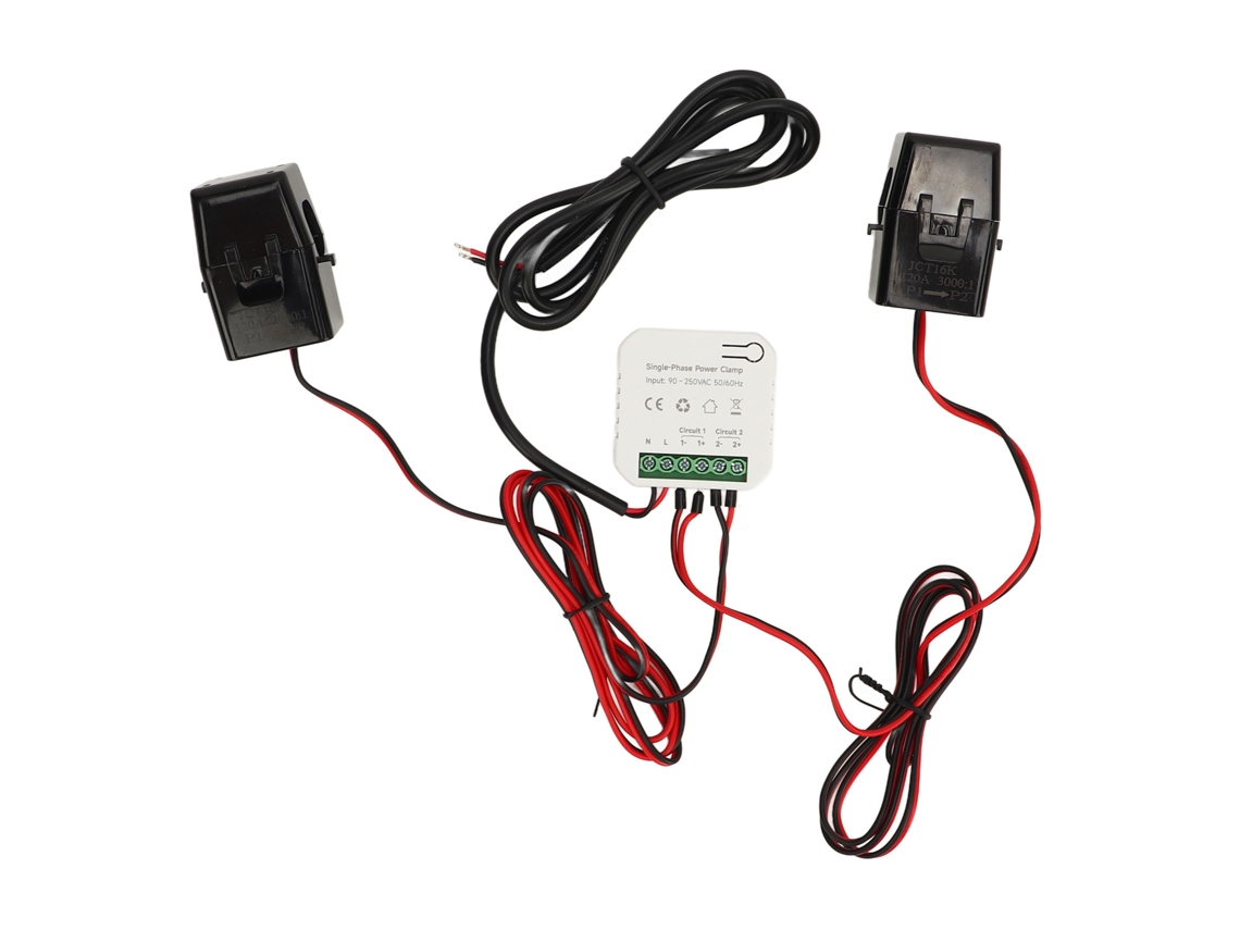 Medidor Inteligente De Energia Tuya Wifi Com 2 Clamps Transformador De Corrente 90-250vac