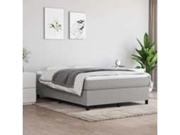 Vidaxl Cama Com Molas/colchão 140x200 Cm Tecido Cinzento-claro