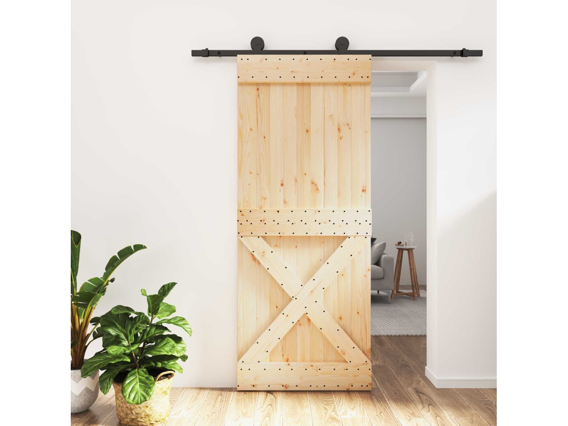 Vidaxl Porta Deslizante Natural E Preto 85 X 210 Cm