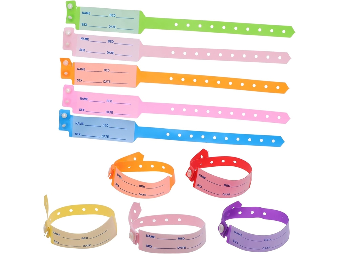 Plafope 100 - Pulseiras de Identificação Médica para Pacientes, Pulseiras de Identificação Hospitalar em Polivinil