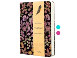 A5 Budget Planner Notebook With Embroidery Flowers, Purple, 114-sheets, Grid Dot Pages For Business Office Planning