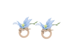 Anel de Toalha de Mesa LAXISCREED Flor Azul Simples 2pcs