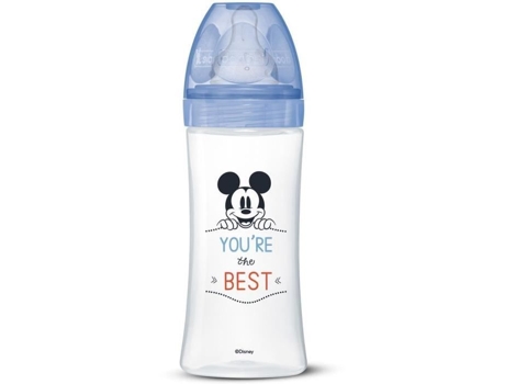 Iniciação do frasco anti-cólica DODIE + - 330ml - MICKEY BLUE - bico redondo 3 velocidades de fluxo 3