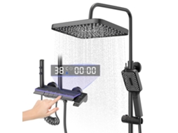 Coluna De Duche Liga De Titânio Preto, 4 Modos De Jato, Ecrã Led Céu Estrelado, Chuveiro Manual Ajustável 3 Posições, Versão Melhorada