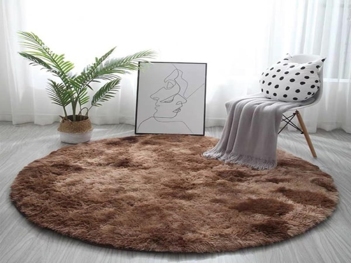 Lurelia Tapete Redondo Infantil Antiderrapante Macio Fofo Cinza Escuro Café 140 Cm Sala Quarto R825