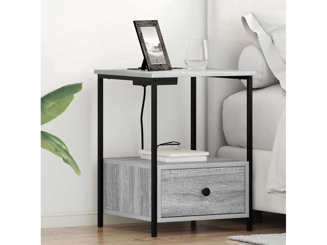 Vidaxl Armário De Cabeceira Cinza Sonoma 42 X 41 X 56 Cm