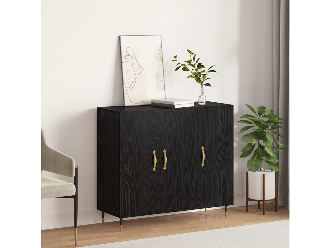 Vidaxl Buffet Carvalho Preto 90 X 34 X 80 Cm Madeira Processada