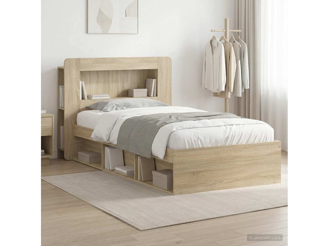 Vidaxl Estrutura de Cama com Armazenamento Carvalho Sonoma 90 X 190 Cm