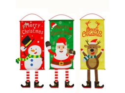Três Decorações Natalinas Aleatórias para Pendurar na Porta, em Tecido: Papai Noel, Boneco de Neve, Restaurante, Parede, Quadro o AQUAFORGE