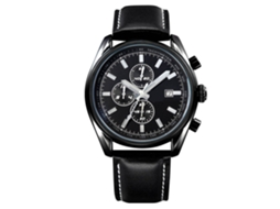 Reloj De Cuero Moda Ochstin Dial Redondo De Cuarzo Para Hombres (círculo Blanco)
