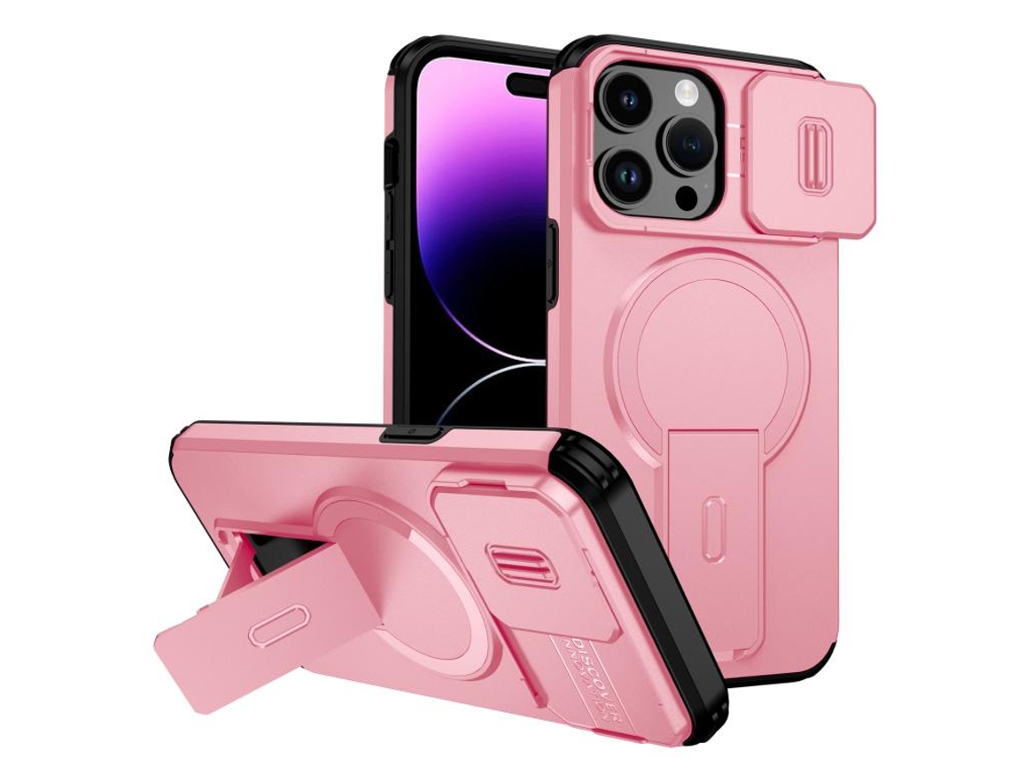 Capa Com Suporte Magsafe Para Iphone 14 Pro Max - Abertura Deslizante Com Proteção De Câmara