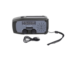 Rádio De Emergência Com Manivela E Lanterna Led Am Fm Noaa Solar Bateria 2000mah Recarregável Portátil Para Campismo Preto