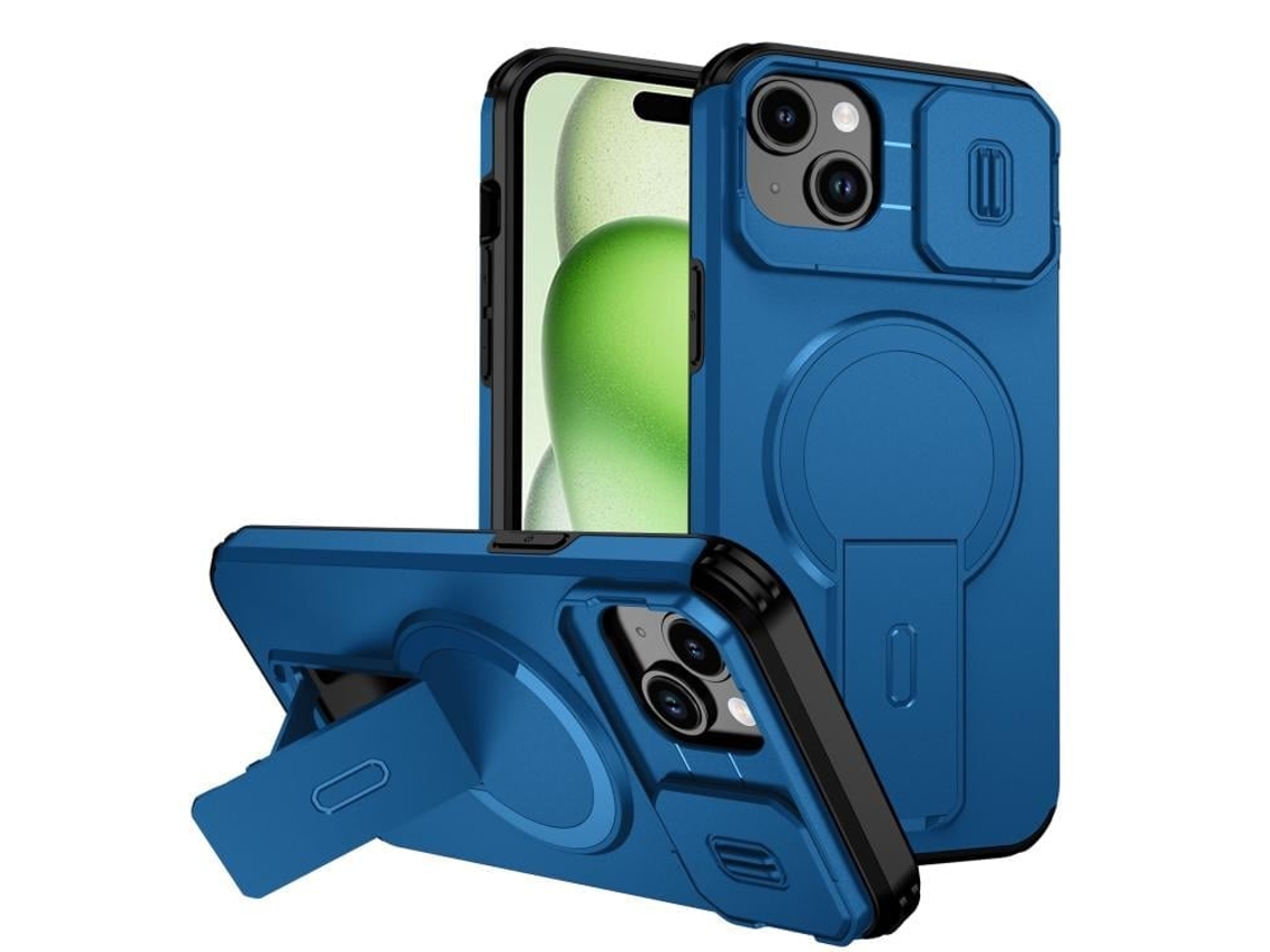 Capa Com Suporte Magsafe Para Iphone 14 Plus - Abertura Deslizante Com Proteção De Câmara