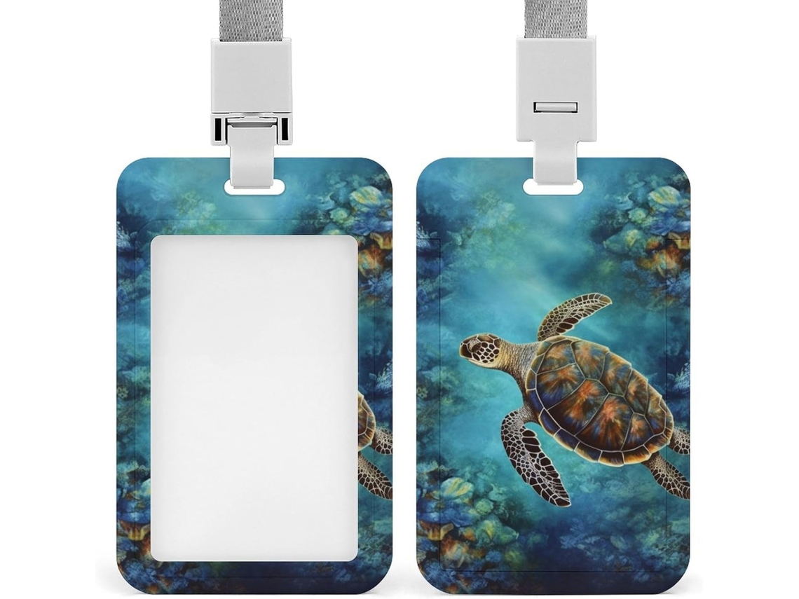 Porta Crachá Com Estampa Marinha Tartaruga, Feito Em Plástico Resistente, Ideal Para Exibição Vertical
