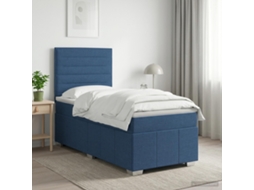 Vidaxl Cama Box Spring Com Colchão Azul 90 X 200 Cm Tecido