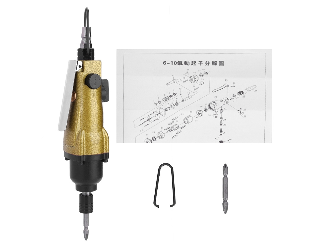 Destornillador Neumático De Mano Industrial Kp-808 Oro 8h 8000rpm Punta De Tornillo 1/4"