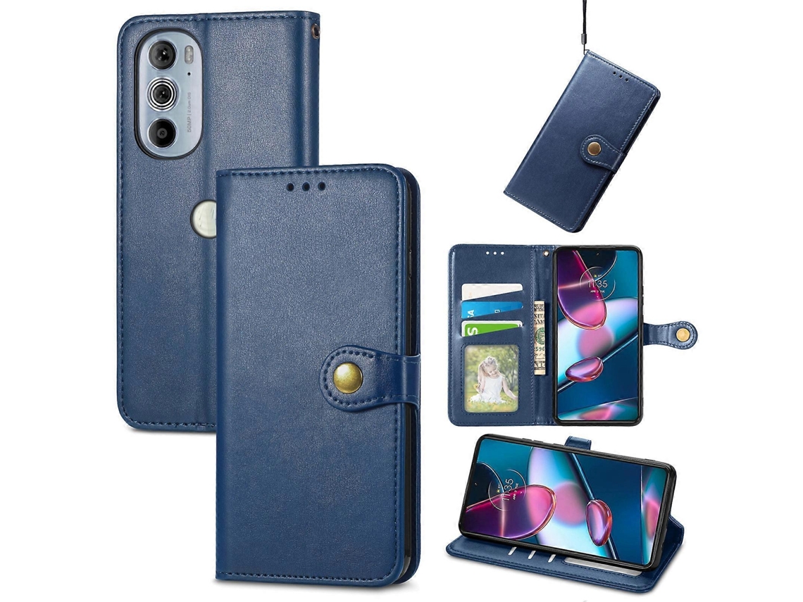 Capa De Couro Com Fivela Retrô De Cor Sólida Para Motorola Edge 30 Pro