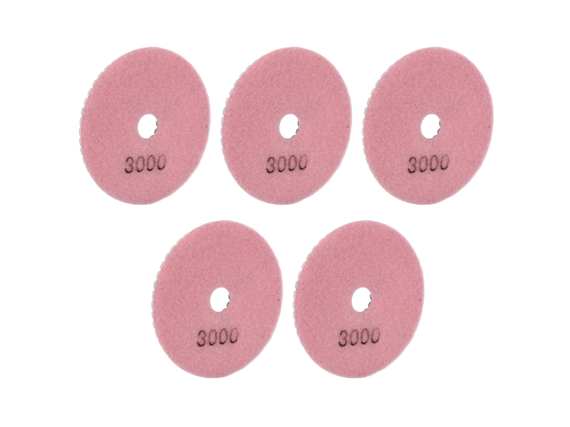 Kit De 5 Discos De Polimento Diamante Úmido De 4 Polegadas 3000 Grits Para Mármore, Granito E Cerâmica