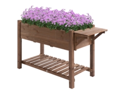 Horta Urbana Com 8 Compartimentos E Prateleiras Para Cultivo De Vegetais E Verduras, 123x54x80 Cm, Marrom.