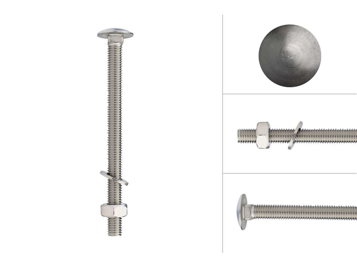 Parafuso Cabeça Redonda de Aço Inox M10 X 130 Mm 25 Peças WOVAR