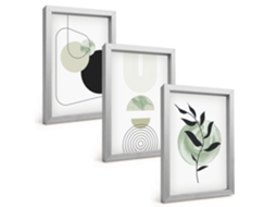 Composição De Quadros Formas Abstratas De Plantas Espelharte (3 Peças 20x30 Cm)
