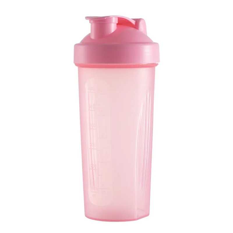 Garrafa Portátil À Prova de Vazamentos de 600ml para Proteína em Pó com Balança e Copo Misturador. MDUG (rosa)