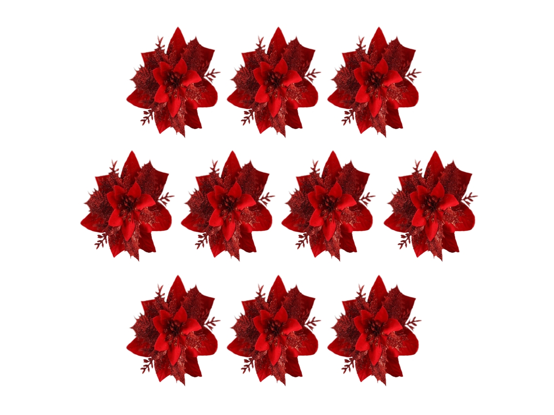 Flor de Natal Artificial com Pó de Ouro para Decoração Festiva LAXISCREED