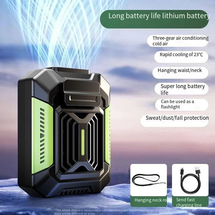 Ventilador Usb para Carregar na Cintura Ou Pescoço Verde e Preto AOZORZ | AOZORZ
