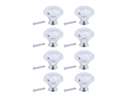 Conjunto De 8 Puxadores De Cristal Transparente Laxiscreed De 40mm Para Móveis