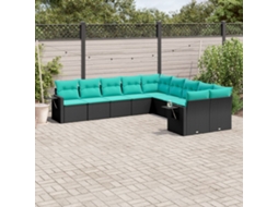 Conjunto de Sofá de Jardim com 12 Peças e Almofadas em Rattan Sintético Cinza VIDAXL