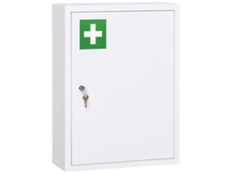 Armário de Remédios com 3 Compartimentos, porta trancável, carcaça resistente de aço, branco, 40x15x53,5cm | S/MARCA