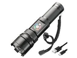 Lanterna Led de Alto Lúmen com Luz Cob, Recarregável, Vários Modos, Ip65, para Externo e Casa HALINUIA (preta)