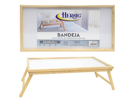 Bandeja De Madeira Com Pernas Dobráveis - 60 X 30 X 21 Cm HERSIG
